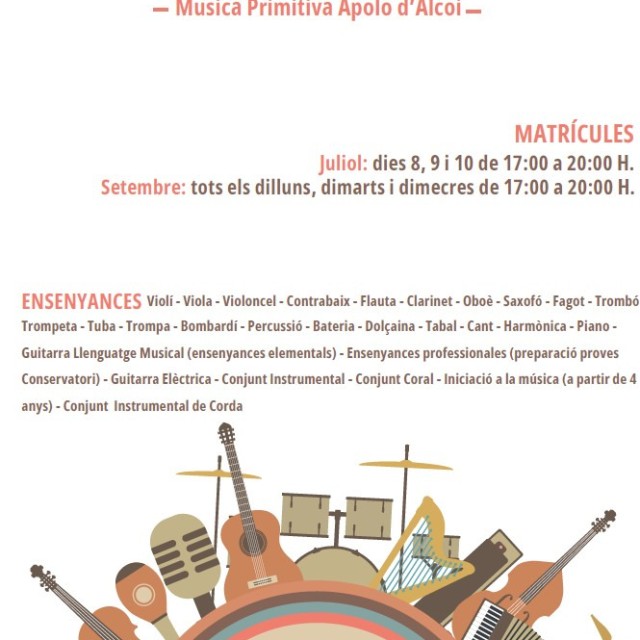 Segon torn de matrícules - Escola de Música 'Amando Blanquer'